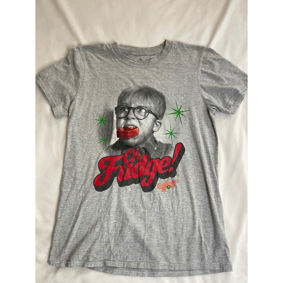 A Christmas Story Other - A Christmas Story Oh Fudge Ralphie Graphic T-Shirt Gray Small Holiday Movie Tee